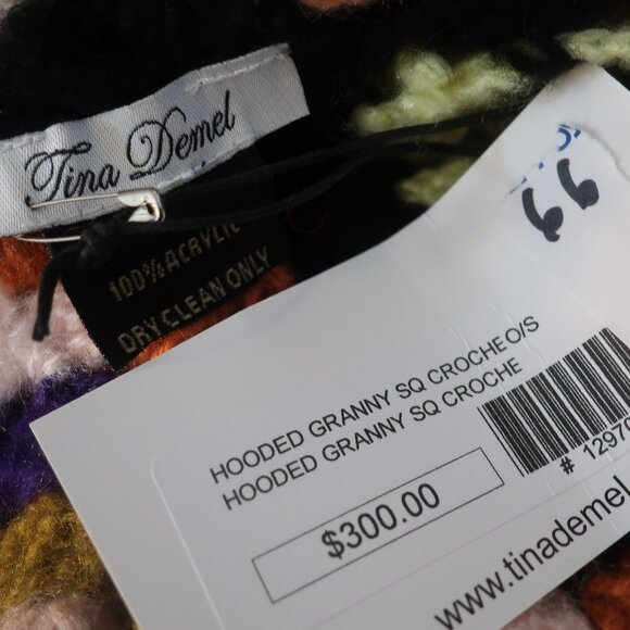 NWT Womens Tina Demel Multicolor Hood Granny Square Crochet Cardigan Sweater M/L - Picture 13 of 13